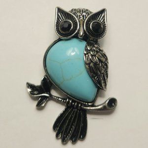 NWT Turquoise Owl Pendant, necklace, ornament with multiple adjustable chains.